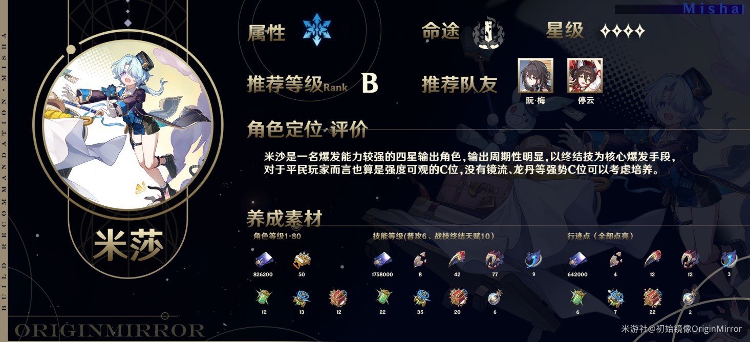 崩坏星穹铁道米沙全方位培养攻略-米沙天赋介绍与出装配队指南