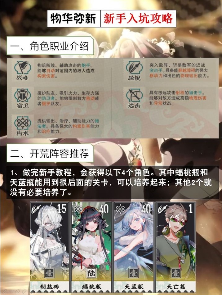 《物华弥新》新手开荒阵容推荐