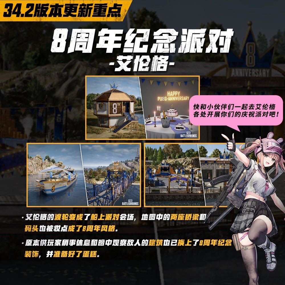 八载同行, 吃鸡有你 PUBG34.2版本更新,八周年庆典开启!