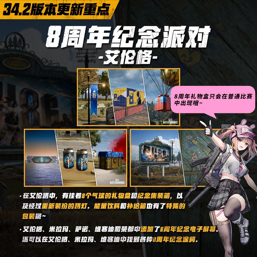 八载同行, 吃鸡有你 PUBG34.2版本更新,八周年庆典开启!